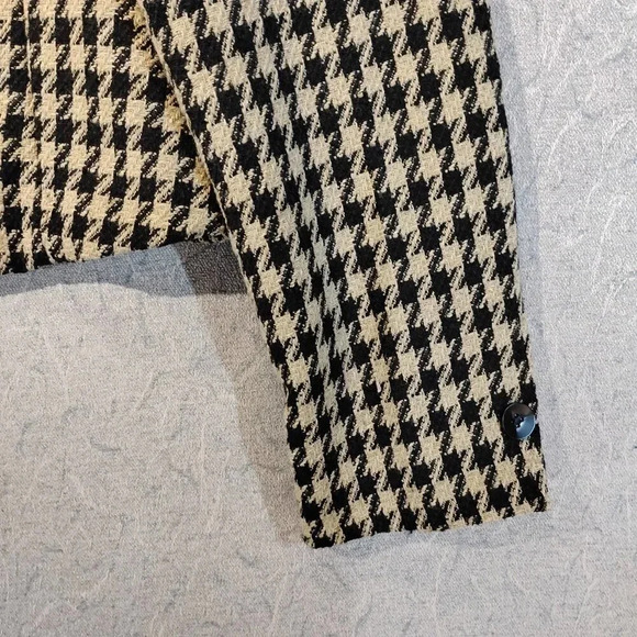 Lily Morgan NWOT Women's Black and Tan Houndstooth Long Sleeve Blazer Size Large - Picture 5 of 9